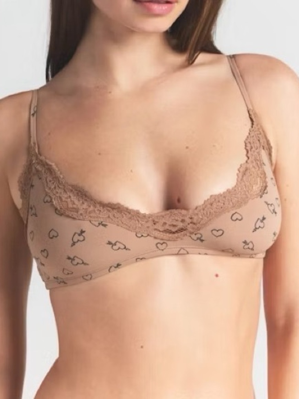 🖤 SKIMS Fits Everybody Lace Scoop Bralette | Mica Sketched Hearts | Sz M | NWOT
